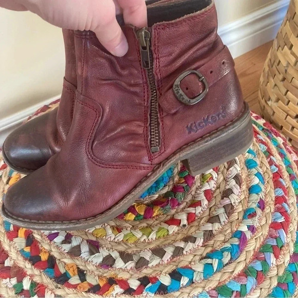 Kickers burgundy ankle  boots 37 - Picture 2 of 6